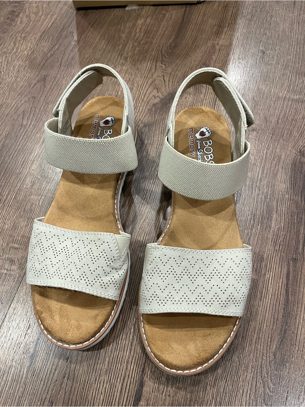 Skechers Women's Beige Perforated Strap Sandals